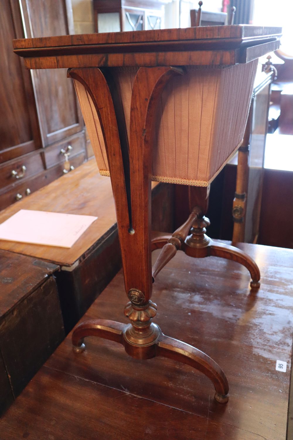 An early Victorian rosewood work table, width 48cm